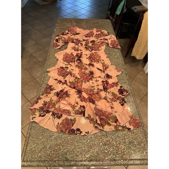 Betsey Johnson Women’s Rose Print Ruffle Cap Sleeve Wrap Midi Dress size8 - Picture 15 of 16